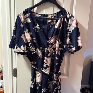 Floral Navy Wrap Dress